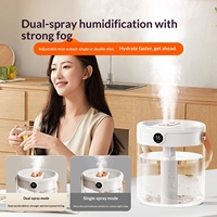 Nouvel humidificateur USB 2L pour la maison, silencieux pour la chambre à coucher, le bureau, avec veilleuse, affichage de l'humidité, faible consommation 5W, grande capacité