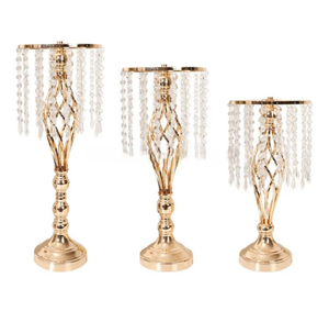 Soporte de flores para decoración de bodas, soporte de flores de hierro forjado con cristales, decoración para centros de mesa, suministros de decoración para fiestas - Product Image 5