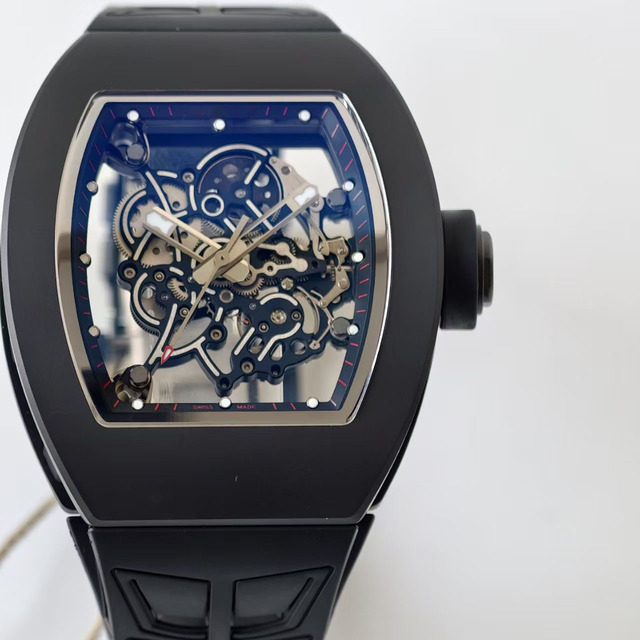 Luxury High Quality055 Hip Hop Black Ceramic Tonneau Case Men's Automatic Mechanical Watch Luminous Hands Water Resistant Rubber