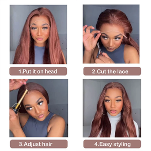 33 # parrucche <span class=keywords><strong>capelli</strong></span> umani indiani grezzi di colore rosso marrone di Auburn venditori Swiss HD 13x4 parrucca frontale in pizzo - Product Image 4