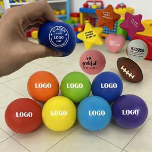 ของเล่นบีบคุณภาพสูงขายส่ง รับทำโลโก้ ลูกบอลบีบคลายเครียดเนื้อนุ่ม รูปทรงกลม ทำจากโฟม PU สำหรับใช้ในการส่งเสริมการขาย - Product Image 1