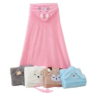 Ensemble de serviettes de bain pour enfants, serviettes en polaire corail à capuche pour nouveau-nés, couverture, serviette de bain à capuche pour bébé nouveau-né 80x80cm
