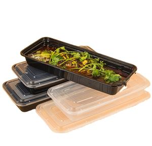Thickened Rectangle 2000ml Barbecue And Fish Used Big Plastic Takeaway Food Sushi Containers With Lid