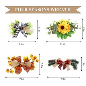 Dropshipping Shopify Panneau de bienvenue saisonnier interchangeable Décoration de porte d'entrée Couronnes de bois rondes rustiques - Product Image 5