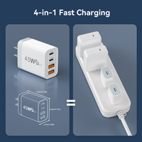 Adaptateur secteur blanc 45W PD QC3.0 avec 4 ports de sortie USB Type C USB A, chargeur mural à charge rapide, prise US EU UK, vente en gros