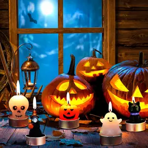 Scary Halloween Festival Holiday All Saint Day Theme Party Night Decorations Supplies Sets Pumpkin Ghost Shape Mini Candles