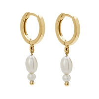 Brincos de pérola dupla Gemnel prata esterlina, mais recente design, dainty hoop 925