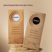 Trophées personnalisés en bois massif à trois anneaux, gravure durable, impression UV créative, haut de gamme, pour réunions annuelles, employés, étudiants