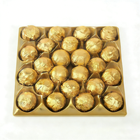 Bombones OEM al por Mayor, Bola de Chocolate Crujiente con Nueces, Bola de Oblea Dorada con Relleno de Salsa de Chocolate, Caja de Regalo para el Día de San Valentín