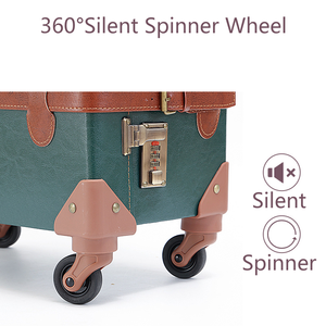 MGOB Ensemble de bagages vintage personnalisés Vert avec trousse de maquillage Spinner Silent Wheels Sacs de voyage <span class=keywords><strong>Valise</strong></span> Set <span class=keywords><strong>2</strong></span> Pcs <span class=keywords><strong>Cabine</strong></span> Bagages - Product Image 4