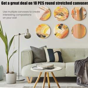 Profesyonel daire gerilmiş yuvarlak tuval streç tuval 10cm yuvarlak tahta çerçeve - Product Image 5