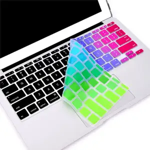 Tampa de silicone para teclado personalizada, cobertura de pele para teclado de arco-íris para macbook
