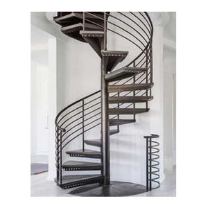 Design moderno Pré-fabricada Escada Espiral para Apartamento & Salão Uso Aço Inoxidável Stringer & Trilhar De Madeira com Trilho De Vidro - Product Image 3