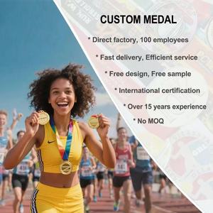 Médailles et trophées sportifs 3D personnalisés en alliage de zinc plaqué or pour cheerleaders, avec impression sérigraphiée émail souple et cordon en ruban - Product Image 5