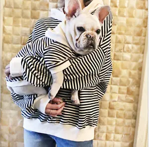 Spring Matching Dog And Owner Clothes Striped Hooded Pet Apparel