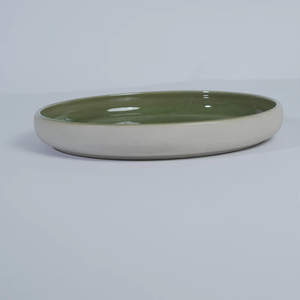 Tazón para Mezclar en Forma de N, de Cerámica Esmaltada, Resistente, Ecológico, No Tóxico, Apto para Lavavajillas, Estilo Japandi, 24 cm de Diámetro, para Servir Ensaladas - Product Image 1