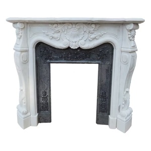 Cadre de <span class=keywords><strong>cheminée</strong></span> d'intérieur en marbre véritable autoportant en <span class=keywords><strong>pierre</strong></span> avec motif de fleurs pour une utilisation en hôtel - Product Image 4