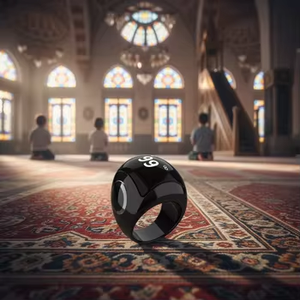 Anillo de Cerámica Zikr, Rosario Islámico Portátil para la Oración Diaria y el Ramadán, Anillo Tasbih Musulmán - Product Image 1