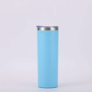 20oz Sublimation Skinny Tumbler Stainless Steel White Straight Blank with Lid <b>Straw</b> <b>Metal</b> - Product Image 5