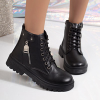 Nouvelles Bottines Noires Style Britannique Hiver 2026 pour Femme – Tendance, Semelle Épaisse, Tige Courte, Style Motard Élégant