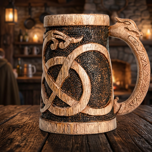 Handmade Polished Wooden <b>Viking</b> Drinking Mug Modern Tankard Reusable Eco-Friendly Microwave Safe Beer Wine Cup Home Camping - Product Image 4