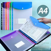 Carpeta de Archivos Transparente A4, Organizador de Documentos de Colores con Bolsillo para Tarjetas de Presentación y Cierre de Botón