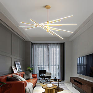 Nouveau lustre LED long en forme de bande dorée, luminaire de plafond, <span class=keywords><strong>suspension</strong></span> Sputnik, lumières pendantes en forme de feu d'artifice pour chambre à coucher - Product Image 6