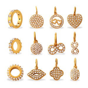 จี้คริสตัลชุบทองสไตล์ยุโรปอเมริกันรูปทรงผสมผสานสำหรับทำสร้อยคอ DIY อุปกรณ์ตกแต่งเครื่องประดับสแตนเลส - Product Image 5