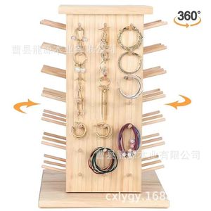 Soporte de madera para hilo de escritorio, soporte de almacenamiento giratorio de 18x15x38,4 cm para bordado, tejido, costura, organización DIY - Product Image 2