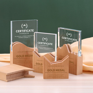 Trofeo de cristal creativo al por mayor, Reunión Anual de la empresa, trofeo de cristal con base de madera maciza de recuerdo - Product Image 5