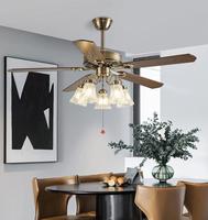 Ventilateur de plafond moderne AC/DC 42/48/52 pouces avec kit d'éclairage LED et télécommande, montage mural, 6 vitesses
