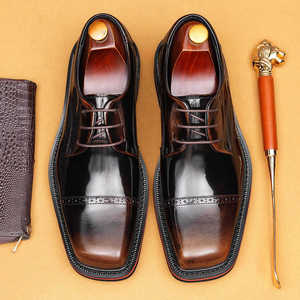 S0068X Nuevos Zapatos Oxford de Hombre de Cuero Genuino con Camuflaje, Formales, de Punta Cerrada, Sin Cordones, Ligeros y a la Moda para Novio, Otoño - Product Image 4