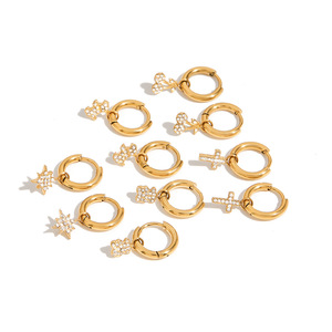 New Ins 5 Styles Fashion Hoop Earrings Set High Quality PVD Plated 18k Gold <strong>Stainless</strong> <strong>Steel</strong> Earrings <strong>Jewelry</strong> Zircon Earrings - Product Image 4