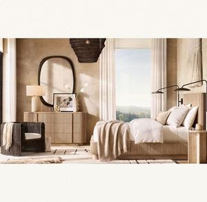 Lit double en bois massif de style américain classique moderne de luxe avec rangement, écologique et durable pour la maison ou la chambre d'hôtel - Product Image 3