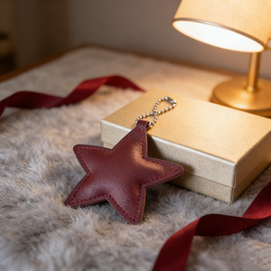 Porte-clés en cuir rembourré PU avec pendentif étoile 3D mignon en forme de pentagramme, idéal pour logo de marque - Product Image 2