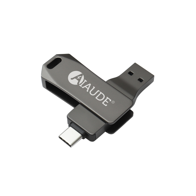 Rotatable 2 in 1 USB a Type C OTG USB Flash Drive Custom Logo Metal Pen Drive Memory Stick for Phone PC