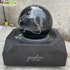<span class=keywords><strong>Fontana</strong></span> d'Acqua con Sfera Fluttuante in Marmo e Granito, Elemento Decorativo da Giardino, Sfera in Pietra Lucidata Intagliata a Mano per Patio e Cortile - Product Image 2