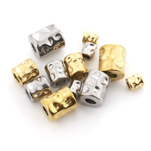 Stainless Steel Cylindrical <b>Beads</b> With Embossed Texture <b>Large</b> Hole Spacer <b>Beads</b> For DIY Jewelry Making Bracelet Supplies - Product Image 4
