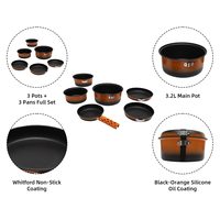 Ensemble complet de 8 ustensiles de cuisine de camping alpin en aluminium antiadhésif à ébullition rapide pour les groupes d'aventuriers