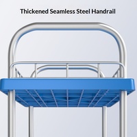 Chariot à plateforme FactoryDirect 200 400kg OEM personnalisable, bleu, PP double couche, cadre métallique, 4 roues, utilisation industrielle
