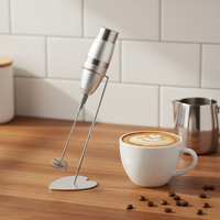 Mélangeur à café automatique moderne, fonctionnant sur piles, mousseur en acier inoxydable + ABS, écologique, fouet à thé matcha personnalisé en stock