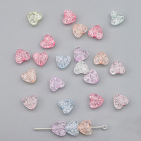 Perles acryliques multicolores en forme de petit cœur, perforées, pour la fabrication de bijoux faits main, bracelets, accessoires, matériel pour boucles d'oreilles, perles en vrac