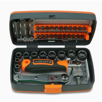 Jeu de tournevis à cliquet ultra-résistants de qualité industrielle, 38 pièces, embout magnétique, chrome, poignée en plastique, moulage par injection OEM, bricolage
