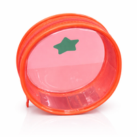 Pochette de maquillage personnalisée transparente et mignonne avec imprimé étoile, emballage cadeau, fermeture à glissière, sac en PVC plastique, petit sac rond pour maquillage