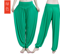 Nouveau pantalon modal anti-boulochage fonction solide Bloomers froissé Cargo Style Harem danse femmes taille haute pantalon de Yoga ample