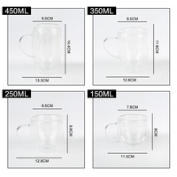 Mug à café en verre à double paroi avec poignée, en verre borosilicate isolant thermiquement, personnalisable avec logo, pour latte et thé, vente en gros