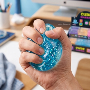 Glitter squares New Cute Smile Face Dumpling <b>Squishy</b> EVA Stress Ball Toy for 5 to 7 Years Mystery Box - Product Image 6