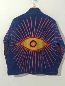 Blouson Bomber Automne Personnalisé en Velours Brodé Suzani, Tricoté et Matelassé, Respirant, 100% Coton, Motif Lettre - Product Image 3