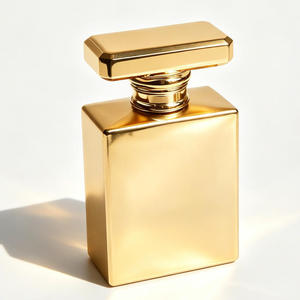 Premium Square Flat Luxury Perfume <b>Bottle</b> 30ml 50ml 100ml Electroplating Gold Glass Perfume <b>Bottle</b> with Zamac Cap - Product Image 1