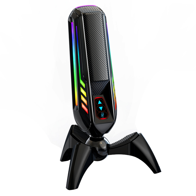 RGB Gaming USB Microphone with Voice Changer Flexible Design for Live Streaming Recordings